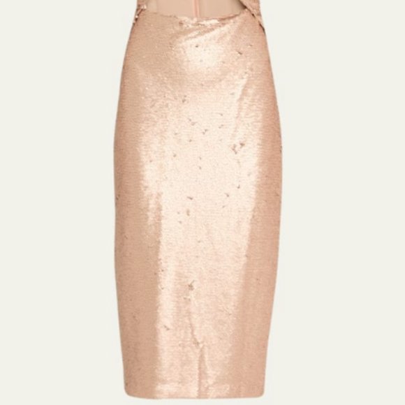L'AGENCE FEMME SEQUIN CUTOUT ROSE GOLD MIDI DRESS sz 2 - Picture 4 of 5